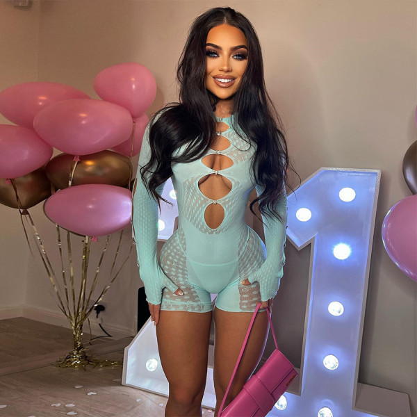 Sexy Patchwork Perspective Cutout Ladies Bodysuit