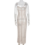 Sweater Hollow Personality Perspective Sling Long Dress