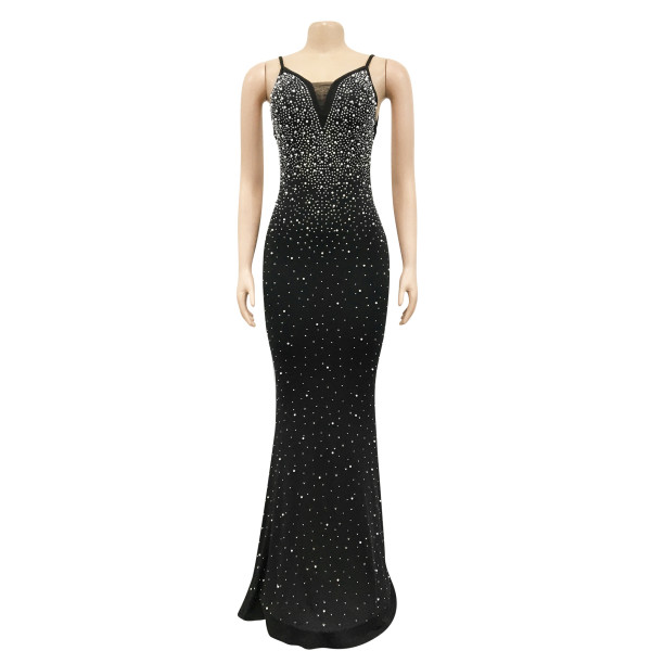 Fashion women's hot diamond nightclub sexy suspenders sleeveless dress