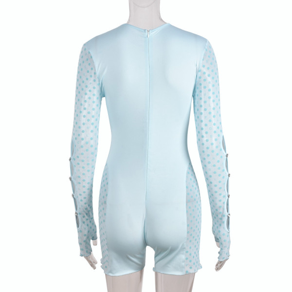 Sexy Patchwork Perspective Cutout Ladies Bodysuit