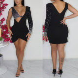 Sexy Slim V-Neck Hot Diamond Dress