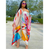 Fashion Painted V-Neck Long Sleeve Maxi Dress