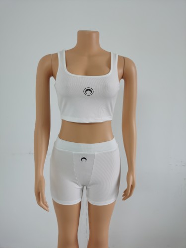 Women's crescent print sports two-piece casual yoga fitness set