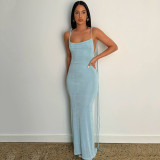 Fashionable sexy lace-up slim-fit temperament dress