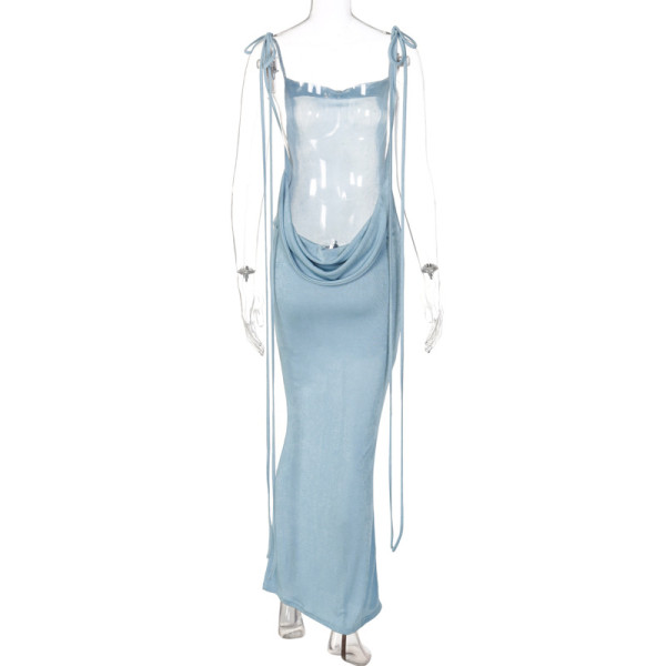 Fashionable sexy lace-up slim-fit temperament dress