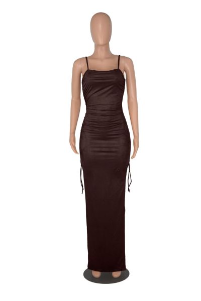 Sexy Women's Solid Color Crinkled Irregular Sling Dress