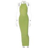Fashion Sexy Slim Fit Open Back Ruched Tie Dress