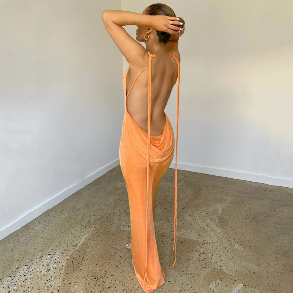 Fashionable sexy lace-up slim-fit temperament dress