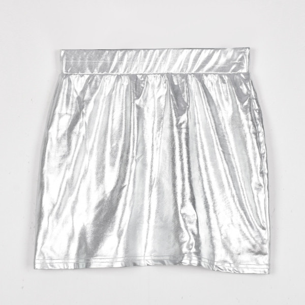 Fashionable personality bright leather bag hip elastic waist skirt