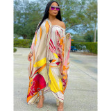 Fashion Painted V-Neck Long Sleeve Maxi Dress