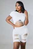 Solid color rushing to break the street trend short-sleeved shorts casual sports suit two-piece set