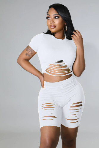 Solid color rushing to break the street trend short-sleeved shorts casual sports suit two-piece set