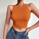 Wool knitted simple tight-fitting cropped navel all-match hot girl vest top women