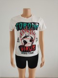 Women's New Fashion Letter Pattern T-Shirt Trendy Tight Short Sleeves