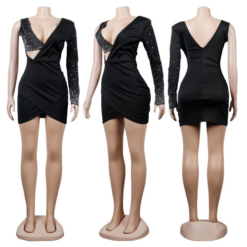 Sexy Slim V-Neck Hot Diamond Dress