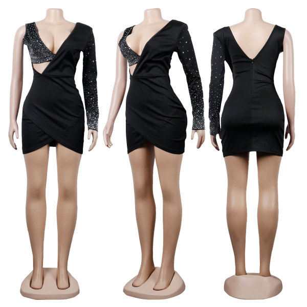 Sexy Slim V-Neck Hot Diamond Dress