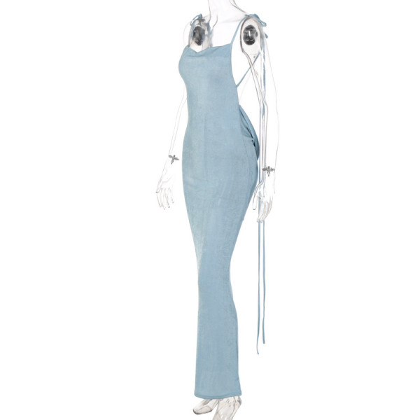 Fashionable sexy lace-up slim-fit temperament dress