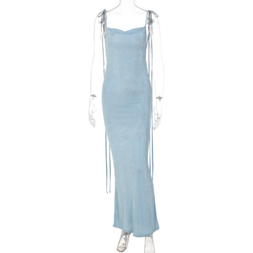 Fashionable sexy lace-up slim-fit temperament dress