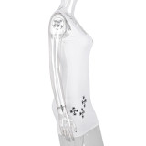 Dress Contrast Color Off-Shoulder Sleeveless Snowflake Glue Pack Hip Skirt