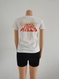 Women's New Fashion Letter Pattern T-Shirt Trendy Tight Short Sleeves
