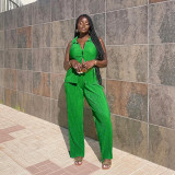 Fashion Set Solid Color Drape Loose Silky Wrinkled Casual Two-piece Set