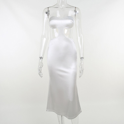 Backless Hollow Tube Top Dress Dress Fashion Sexy Long Dress