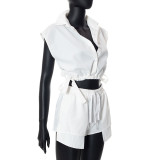 Fashion suit personality casual top shorts woven two-piece set