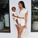 Fashion suit personality casual top shorts woven two-piece set