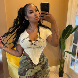 Fashion sexy casual irregular short T-shirt