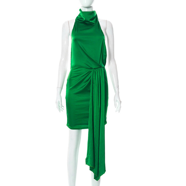 High elastic satin silky slim dress temperament senior package hip skirt