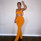 Tie-Wrap Flare Pants Two-Piece Solid Fashion Set