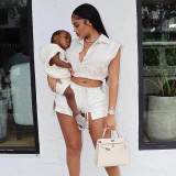 Fashion suit personality casual top shorts woven two-piece set