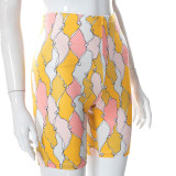 Printed High Waist Shorts Hip Lift Pants