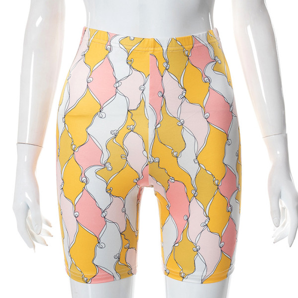 Printed High Waist Shorts Hip Lift Pants