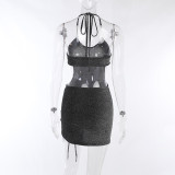 Hollow Halter Short Dress High Waist Sexy Temperament Slim Dress