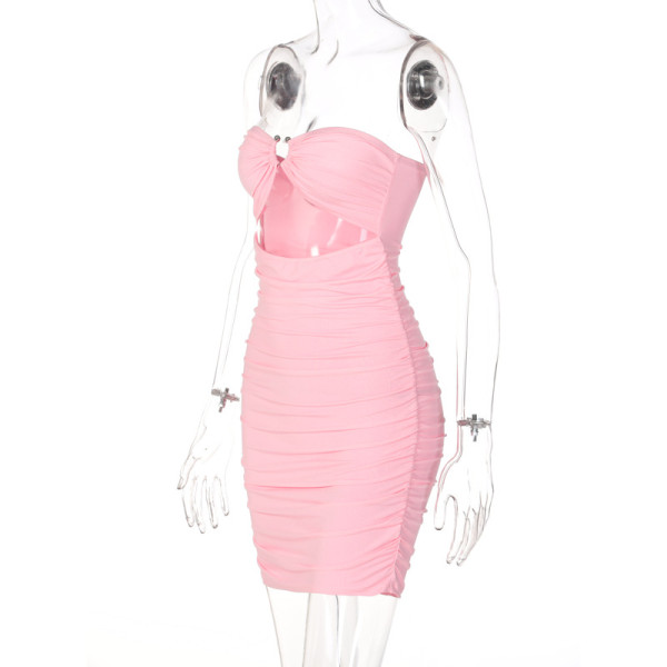 Sexy pleated slim hip dress