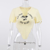 Fashion sexy casual irregular short T-shirt