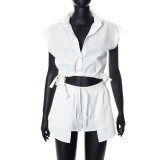 Fashion suit personality casual top shorts woven two-piece set
