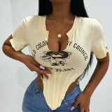 Fashion sexy casual irregular short T-shirt