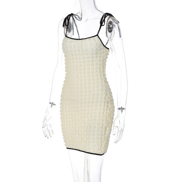 Lace-Up Bubble Solid Dress