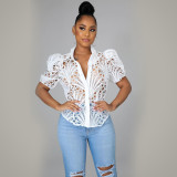 ripped sexy trumpet sleeve breathable nightclub women's single top