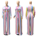 Fashion Sexy Deep V Neck Strap Ladies Loose Wide Leg Pants + Top