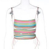 Lace-up Backless Color Camisole