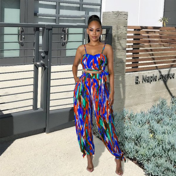 Fashion Sexy Colorful Print Two Piece Set