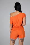 Round neck short sleeve self-tie tie two-piece set