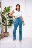 Printed Sleeveless Fringe Two Piece Set