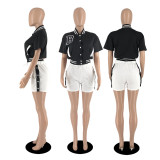 Women's Summer Contrast Baseball Uniform Two Piece Pants Breasted Pocket Sportswear Women