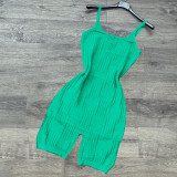 Braided wool suspender jumpsuit HR8227
