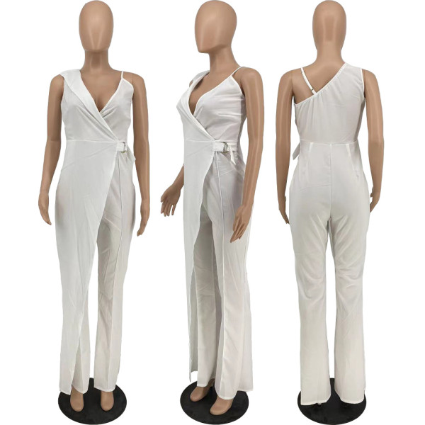 Solid Color Single Sling Fashion Jumpsuit