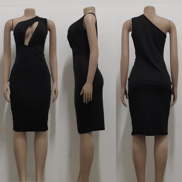One-shoulder wrap chest sexy nightclub hip dress